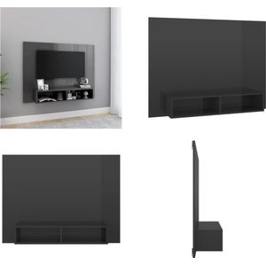 vidaXL Tv-wandmeubel 120x23-5x90 cm spaanplaat hoogglans grijs - Tv-wandmeubel - Tv-wandmeubels - Tv-wandkast - Tv-wandkasten