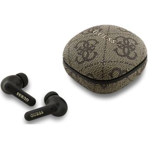 Guess 4G Script Logo ENC TWS Oordopjes – ENC – draadloos – PU‑leer afwerking – Bruin