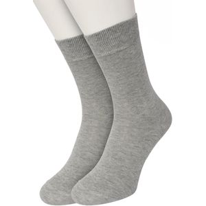 Bonnie Doon Basic Sokken Dames Licht Grijs maat 36/42 - 2 paar - Basis Katoenen Sok - Gladde Naden - Brede Boord - Uitstekend Draagcomfort - Perfecte Pasvorm - 2-pack - Multipack - Effen - Lichtgrijs Gemeleerd - Light Grey Heather - OL834222.32