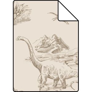 Proefstaal ESTAhome behang dinosaurussen beige - 139557 - 26,5 x 21 cm