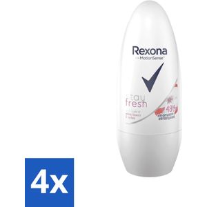 Rexona - Deodorant Roller - Motion Sense - Stay Fresh - Witte bloemen & Lychee - Anti-Transpirant & Perspirant - 50ml - Voordeelverpakking - 4 stuks
