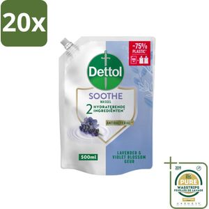 20 x Dettol - Handzeep Navulling - Soothe - Lavendel & Vioolbloesem - 500 ml - Grootverpakking - Handzeep Navulling - Handhygiëne - Antibacterieel - Handen Reinigen - Handen Verzorgen