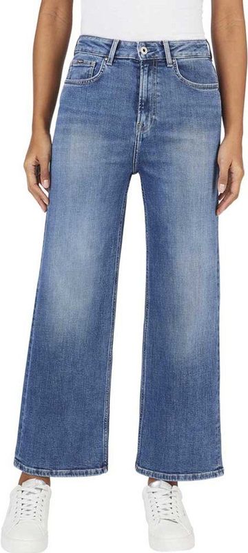 Pepe Jeans - Lexa - Damesjeans - Medium Blauwe Wassing - Hoge Taille - Wijde Jeans
