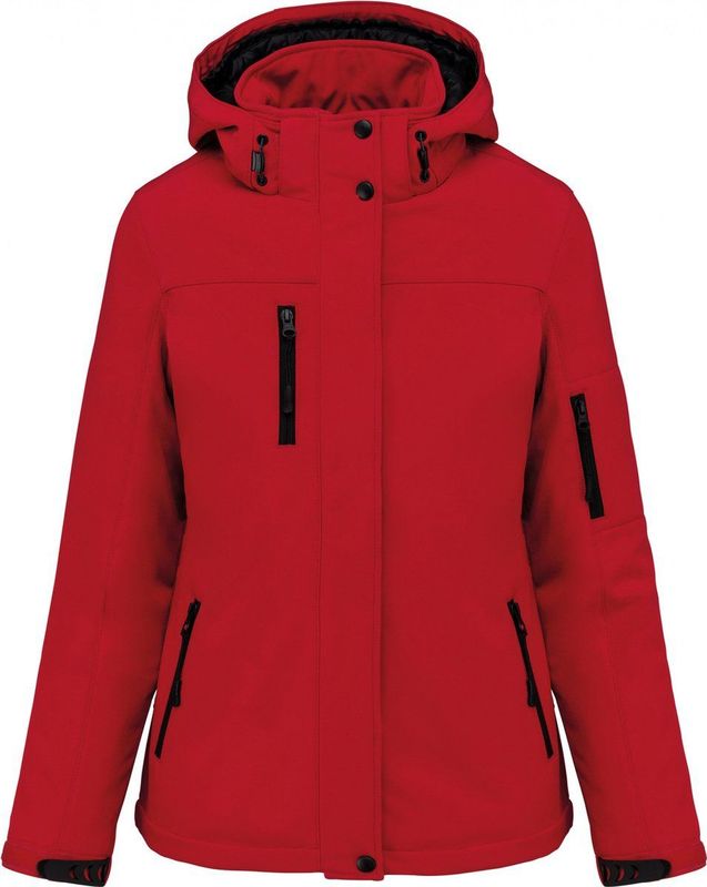 Kariban Gewatteerde softshell damesparka met capuchon K651 - Red - XS