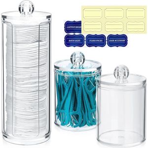 Wattenschijfdispensers en Make-uporganizerset - 3 Stuks Cosmetica-opslag voor Badkamer en Slaapkamer