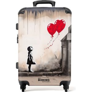 NoBoringSuitcases.com® - Koffer groot - Rolkoffer lichtgewicht - Meisje met ballonnen - Reiskoffer met 4 wielen - Grote trolley XL - 20 kg bagage