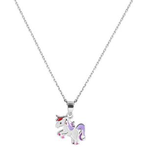 YO&NO -  Ketting - Zilver - Anker - Eenhoorn - 1,1 mm -  36 + 4 cm - Kinderen - Gerhodineerd - Zilver 925