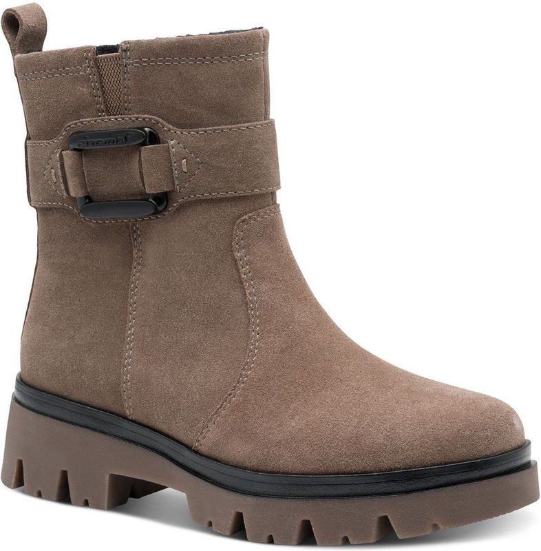 TAMARIS - Comfort Boot Flat - Halflange Laarzen - Pepper Suède