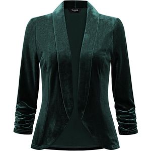 Dames fluwelen blazer met lange mouwen en reverskraag - Open voorkant - Stylish fluwelen jas voor vrouwen