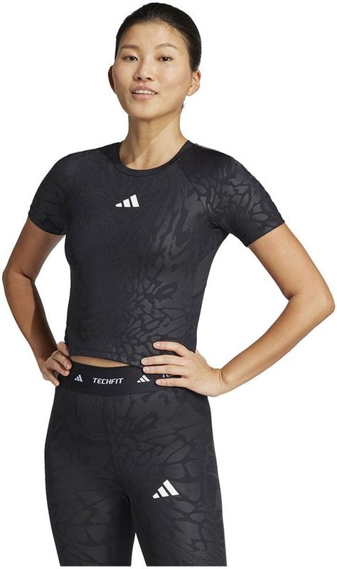 Techfit - Training Tee - Zwart - Polyester - Strakke Pasvorm