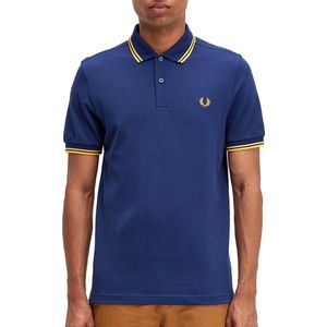 Fred Perry - Polo M3600 Donkerblauw Geel - Slim-fit - Heren Poloshirt Maat S