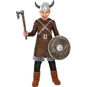 Funidelia | Vikingkostuum Voor voor jongens  Nordic, Valkyrie, Barbaar, Vikings - Kostuum voor kinderen Accessoire verkleedkleding en rekwisieten voor Halloween, carnaval & feesten - Maat 97 - 104 cm - Bruin