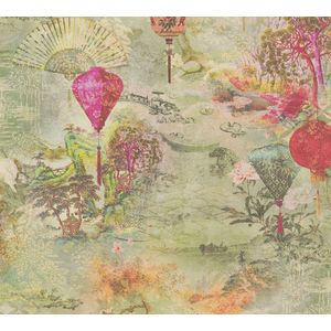 AZIATISCH BEHANG | Themabehang - groen geel rood - A.S. Création Asian Fusion