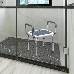 In hoogte verstelbare douchestoel met armleuningen - antislip douchezitje - ergonomische hulp voor ouderen en gehandicapten douchestoel met armleuning
