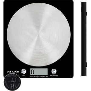 Weegschaal - Personenweegschaal Elektronische Schijfweegschaal Roestvrij Staal Toevoegen en Wegen Vloeistoffen meten - Maximale Capaciteit 5 kg - Zwart Chroom
