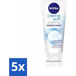 5 x NIVEA - Douche & Scrub - Crème Zachte Peeling - Waardevolle Vitaminen - 200 ml - Douche Scrub - Zachte Peeling - Huid Verzorging - Exfoliatie - Huid Reiniging