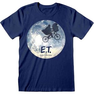 T-Shirt met Korte Mouwen E.T. Moon Silhouette Blauw Uniseks - M