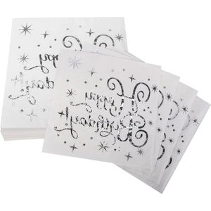 Servetten voor verjaardag - 40 papieren Happy Birthday servetten - feestdecoratie voor man, vrouw, meisjes - zilver servetten papieren