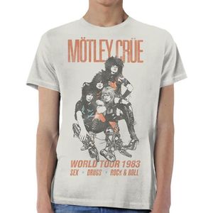 Motley Crue - World Tour Vintage Heren T-shirt - M - Creme