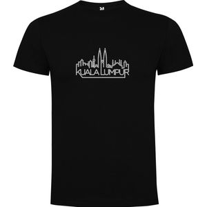 Zwart T-Shirt met “ Skyline Kuala Lumpur – Vakantiegevoel – Strak – Modern “ Print Full Color Maat S