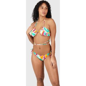 Brunotti Aviva-Swirl Dames Multi-Wearable Triangel Bikini Set - Oranje, Roze, Groen, Wit - 36