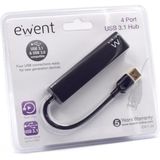 Ewent EW1136 interface hub USB 3.2 Gen 1 (3.1 Gen 1) Type-A 480 Mbit/s Zwart