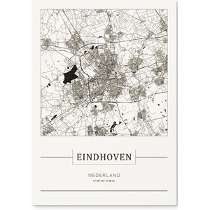 Stadskaart Eindhoven - Plattegrond Eindhoven – city map – Forex muurdecoratie 30 x 40 cm