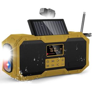 MKSS® Noodradio - Noodpakket Oorlog - Draagbare Radio - Powerbank Zonneenergie - Transistor Radio op Batterijen - Geel