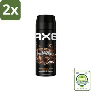 Axe Deodorant Bodyspray Dark Temptation 150 ml - Voordeelverpakking - 2 stuks - Deodorant bodyspray - Geurbeheersing
