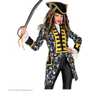 Widmann - Piraat & Viking Kostuum - Plaag Van De Zee Piraat Vrouw - Zwart / Wit - Medium - Carnavalskleding - Verkleedkleding