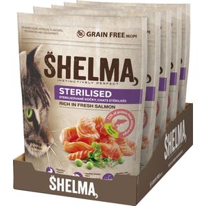 Shelma Premium Kattenvoer - Kattenbrokken rijk aan Verse Zalm - 5 x 750 g