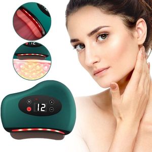 Voetschraper, rood licht verwarmde spierschraper, 3-in-1 Gua Sha-apparaat, fascia-massagetool, draadloos en moeiteloos draagbaar voor voeten, kuiten, nek, schouders en rug (groen)