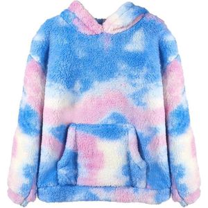Capuchontrui voor Kinderen - Teddy Fleece Hoodie met Tie-Dye - Warm Sherpa Sweatshirt voor Meisjes en Jongens