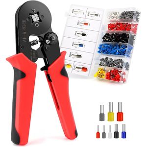 Zeynomax - Adereindhulzentangset met zelfinstellende krimptang en 1200 adereindhulzen - Gereedschapset voor kabelschoenen - Voor 0,25-10 mm² (AWG 23-7)