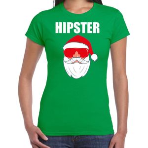 Fout Kerstshirt / Kerst t-shirt Hipster Santa groen voor dames- Kerstkleding / Christmas outfit L