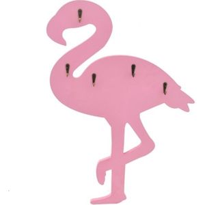Flamingo kinderkapstok - Roze - Hout - 5 haken