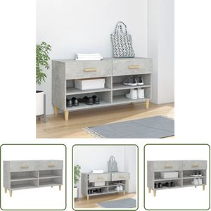 The Living Store Schoenenkast - Betongrijs - 102 x 35 x 55 cm - Stabiel en trendy design