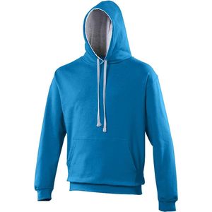 Awdis Varsity Hooded Sweatshirt / Hoodie (Saffierblauw / Heidegrijs)