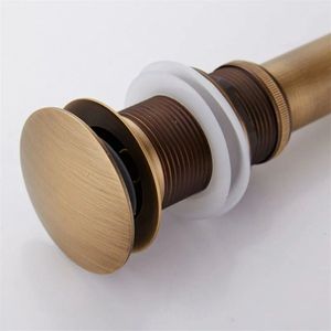 Retro Pop-up Stopper Gootsteenafvoer Klik-Klak Afvoer Zonder Overloop Gebronsd Messing Universele Spoelbak Aftapkraan Wastafelsifon Zonder Overloopgat Gepolijst - Zonder Overloop