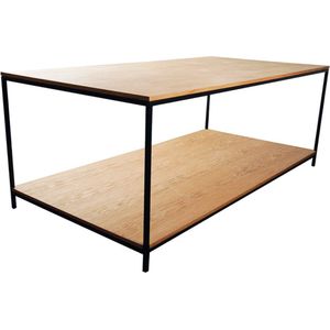 Rechthoekige tafel in bruin hout en zwart metaal L180