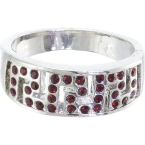 Behave - Ring - Zilverkleurige ring met rode kristalsteentjes - Nikkelvrij - Luxe Design