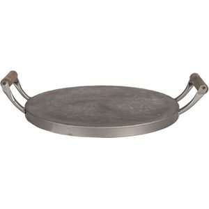 Clayre & Eef Decoratief Dienblad 40*30*7 cm Grijs Metaal Rond Serveerschaal