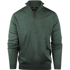 Steppin' Out Half Zip Trui Merinowol Olijfgroen - Maat S - Heren - Pullovers