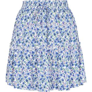 MYMO - A-lijn Rok - Blauw - Viscose - Bloemenprint