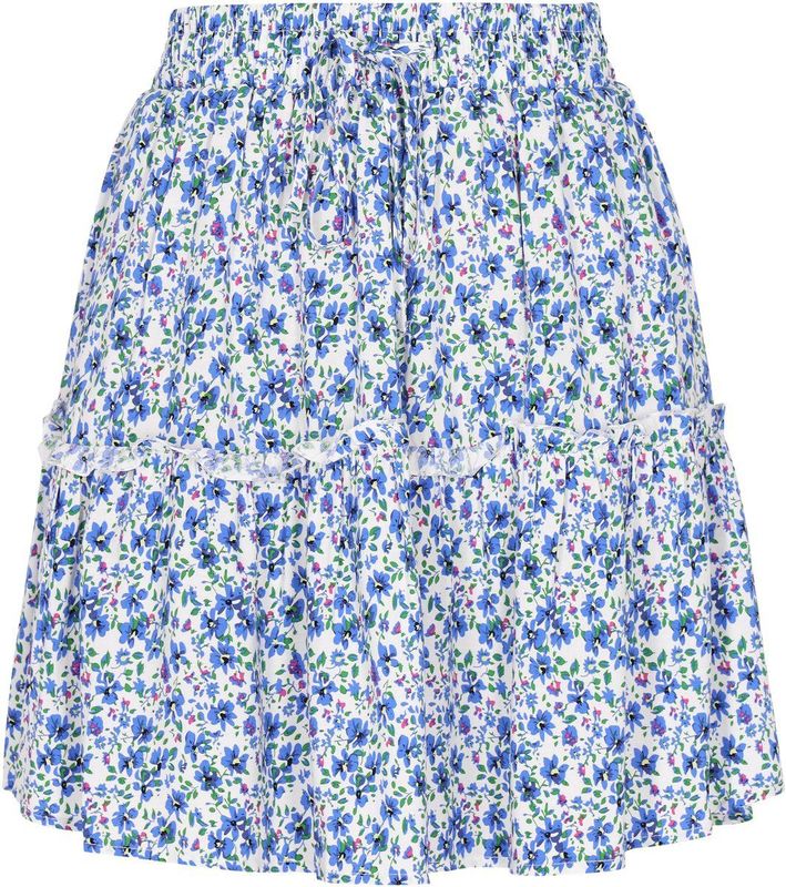 MYMO - A-lijn Rok - Blauw - Viscose - Bloemenprint