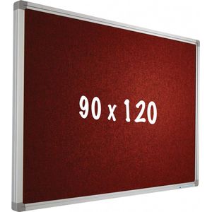 Prikbord Camira stof PRO - Aluminium frame - Eenvoudige montage - Punaises - Rood - Prikborden - 90x120cm