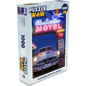 Puzzel Klassieke auto in motel - Legpuzzel - Puzzel 1000 stukjes volwassenen