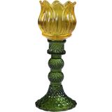 glas waxinelicht tulp geel 19cm