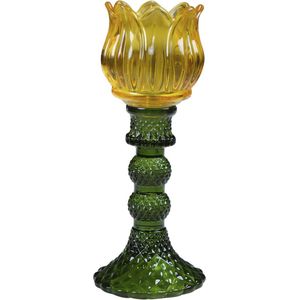 glas waxinelicht tulp geel 19cm