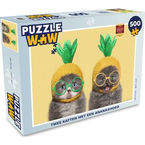 Puzzel Kat - Hoed - Ananas - Legpuzzel - Puzzel 500 stukjes